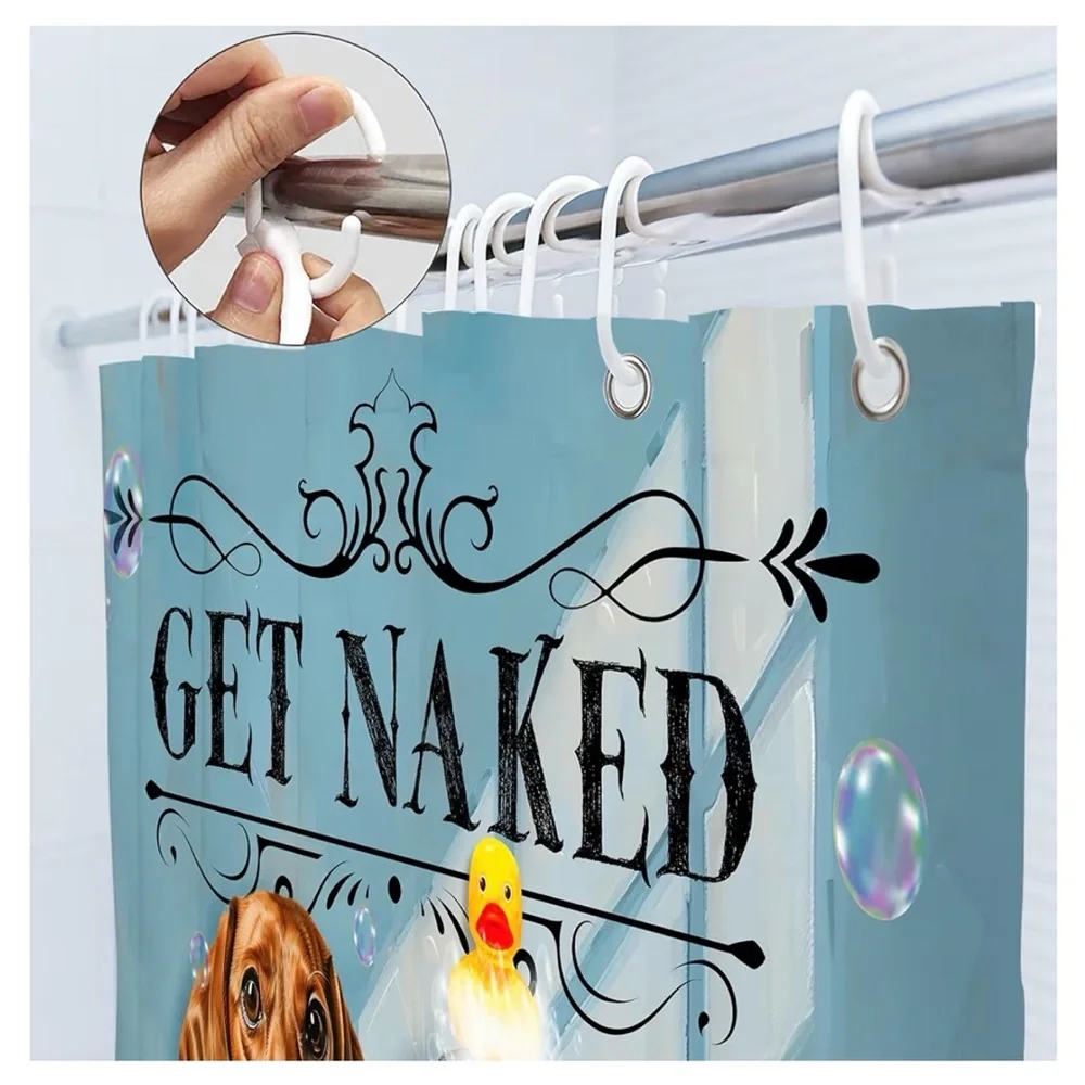 Get Naked Dachshund Shower Curtain - Blue